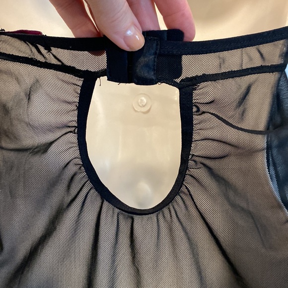 Avidlove lace teddy sheer black with white floral lace. G-String Panty Size L - Picture 9 of 17